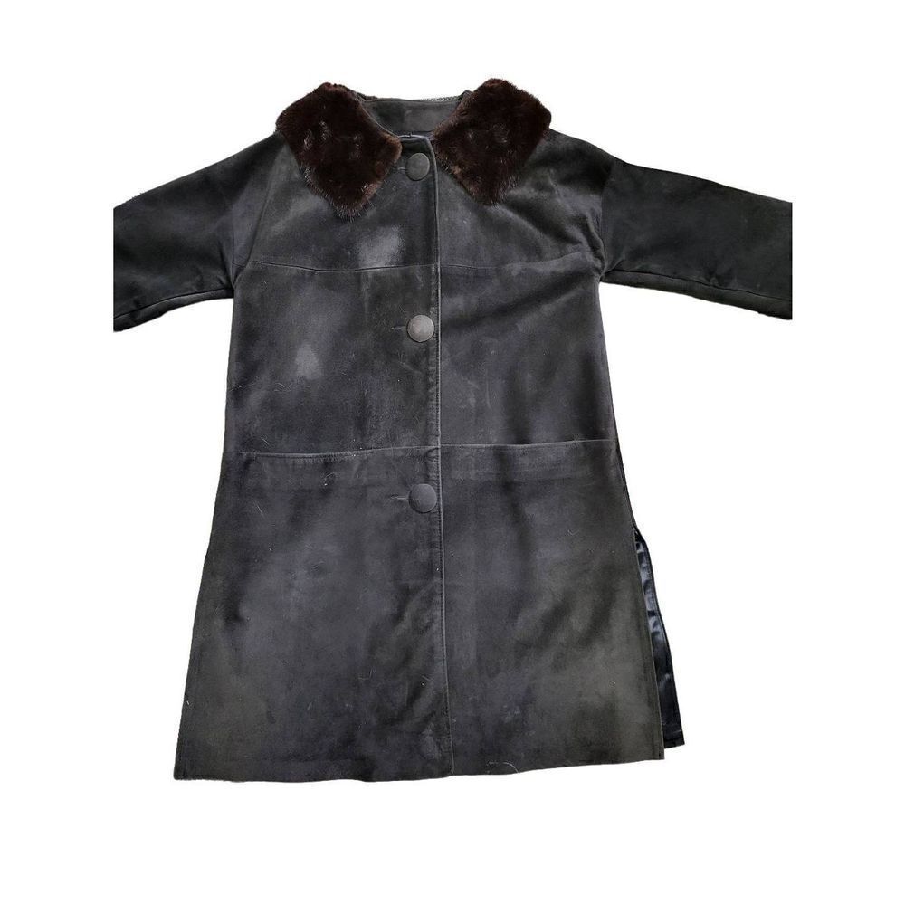 Vintage Leather Jacket with Mink Collar